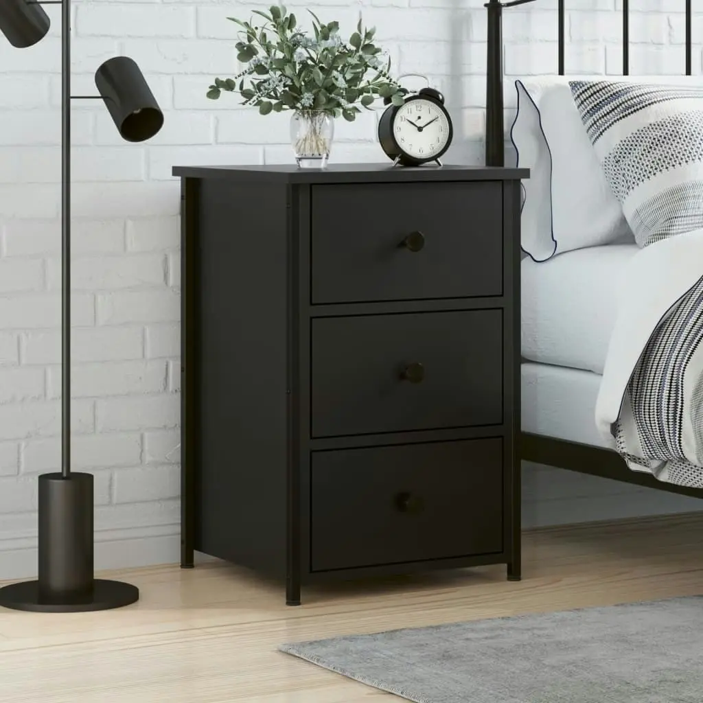 Bedside Cabinet Black 40x36x60 cm Engineered Wood 825993