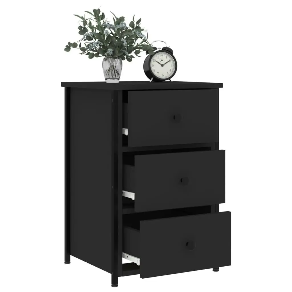 Bedside Cabinet Black 40x36x60 cm Engineered Wood 825993