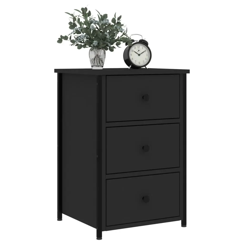 Bedside Cabinet Black 40x36x60 cm Engineered Wood 825993