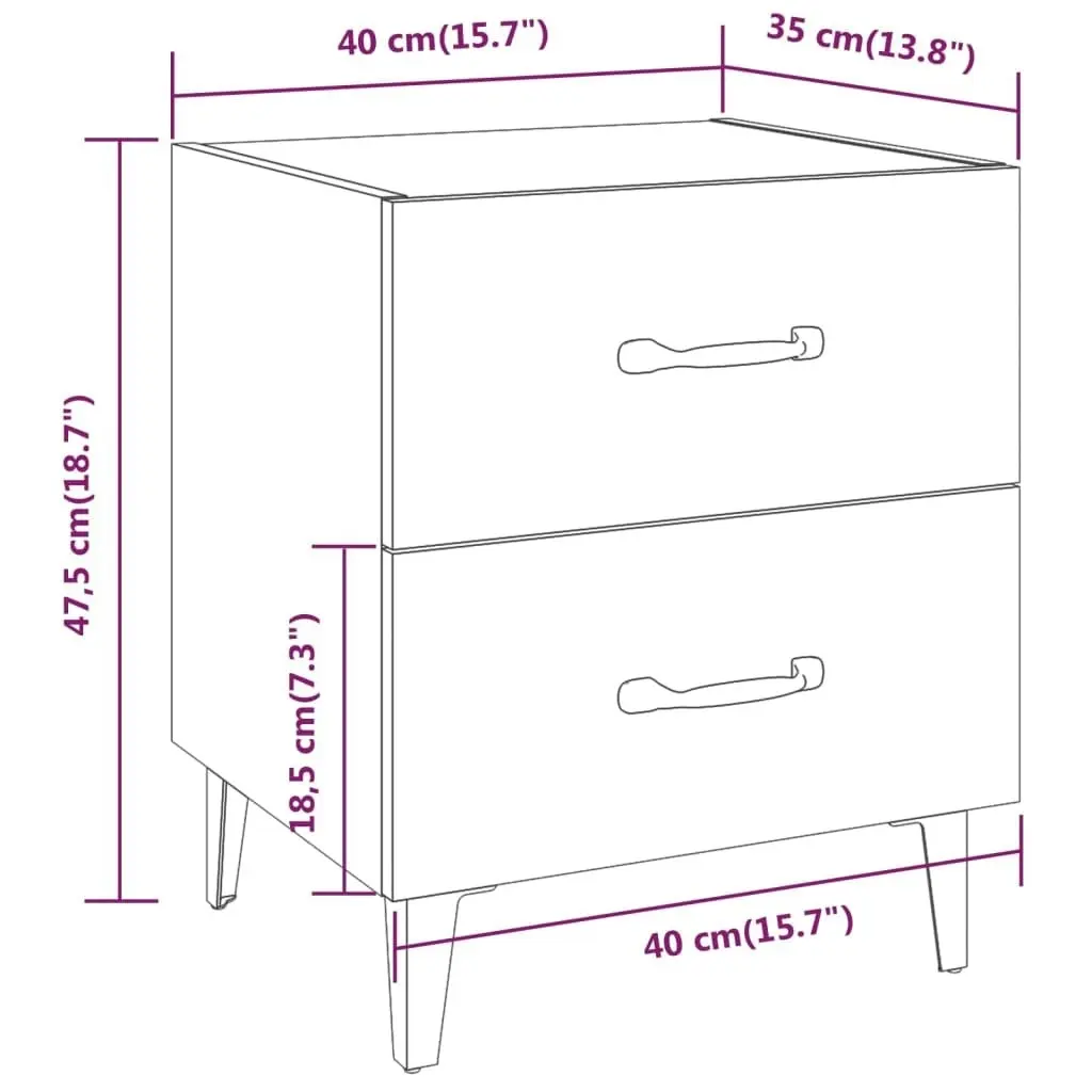 Bedside Cabinet Black 40x35x47.5 cm 811990