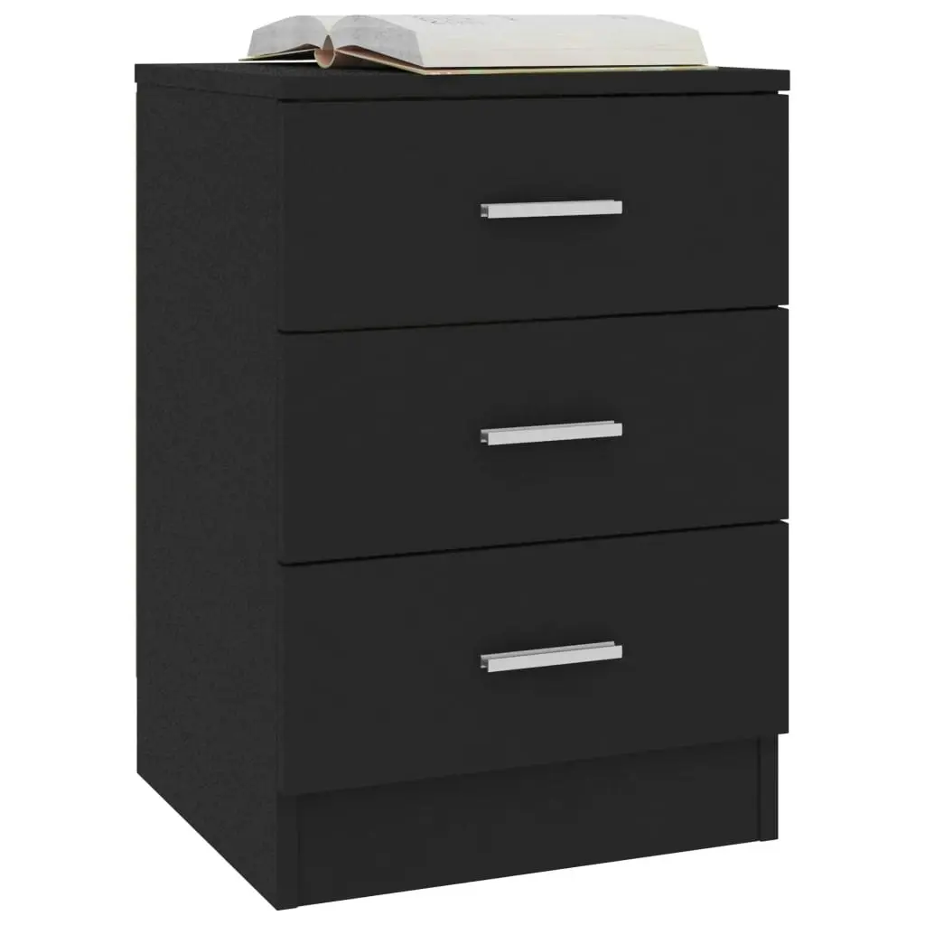 Bedside Cabinet Black 38x35x56 cm Engineered Wood 800452