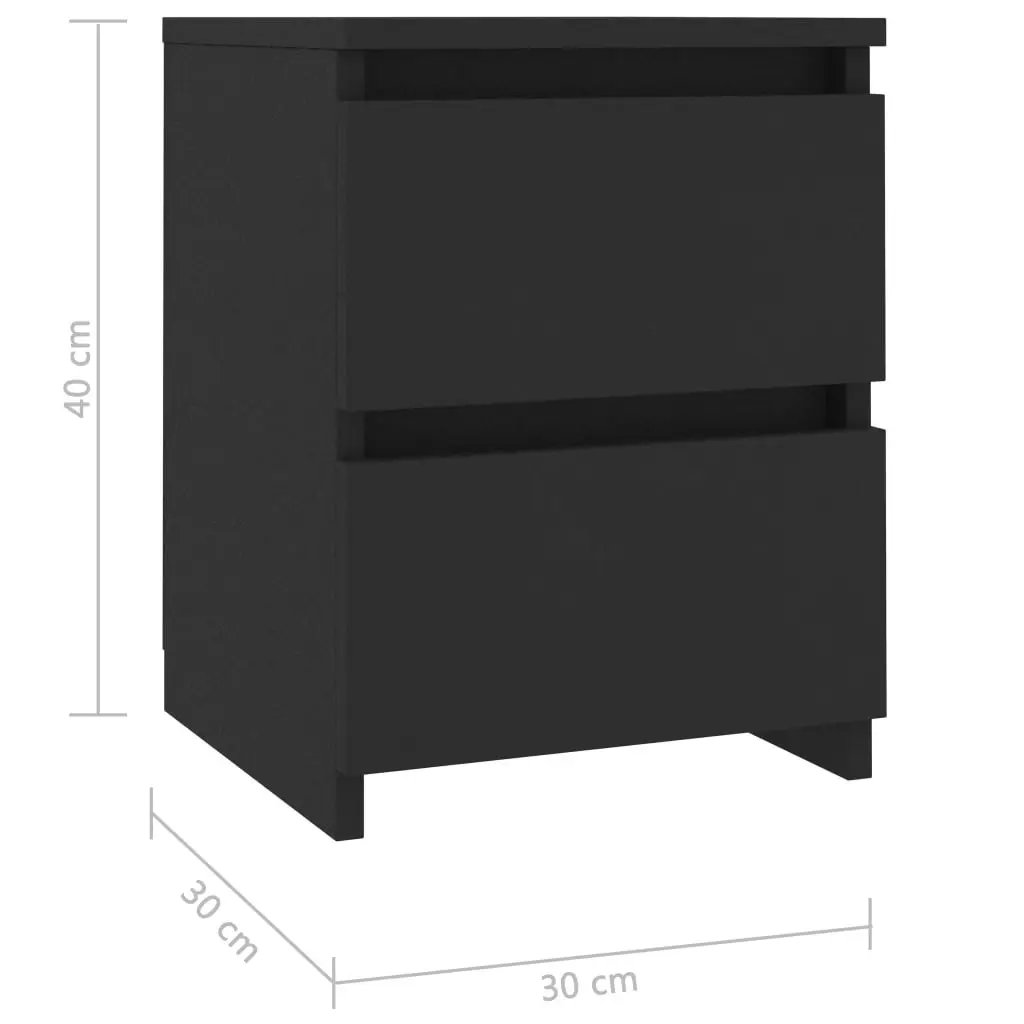 Bedside Cabinet Black 30x30x40 cm Engineered Wood 800515