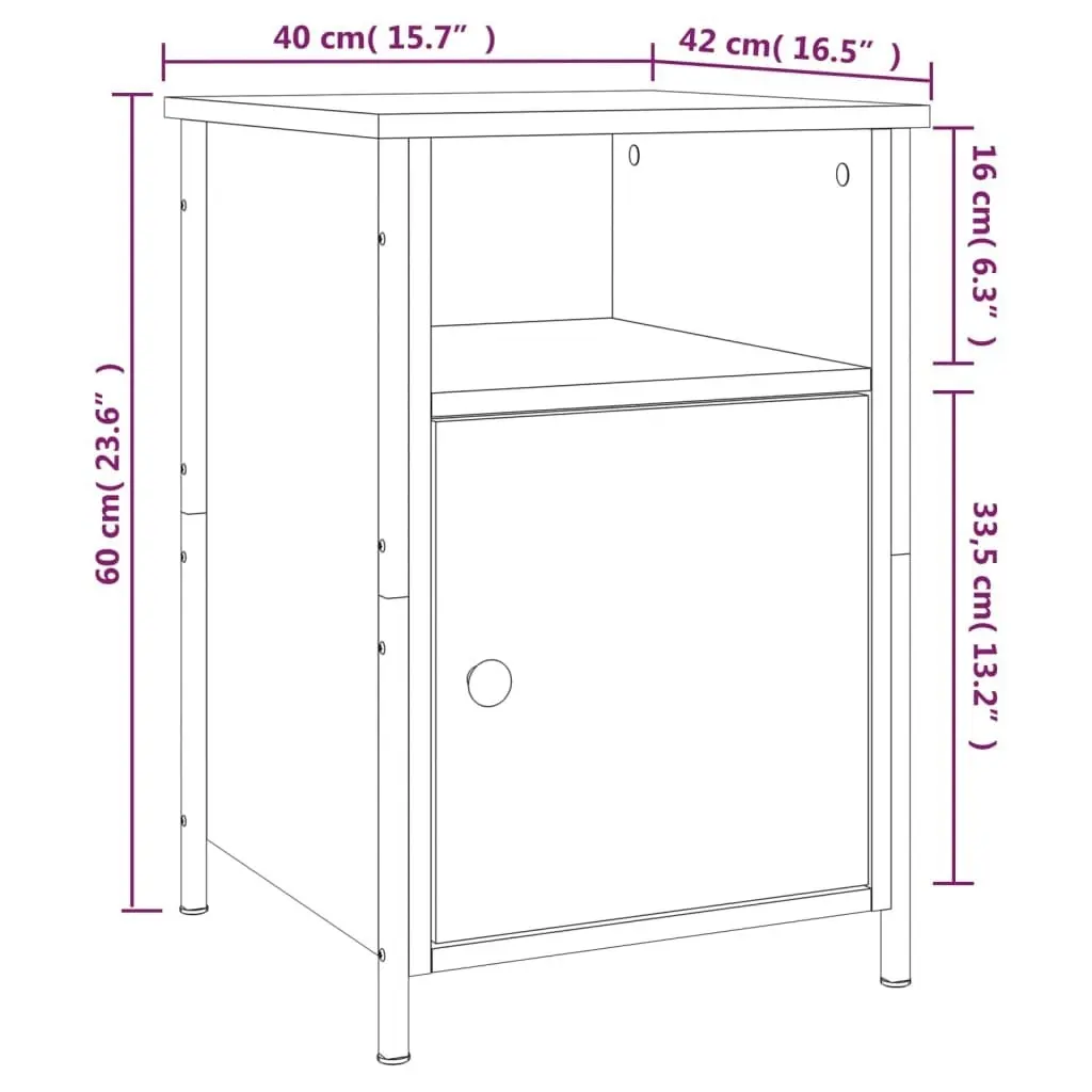 Bedside Cabinet Black 40x42x60 cm Engineered Wood 825913