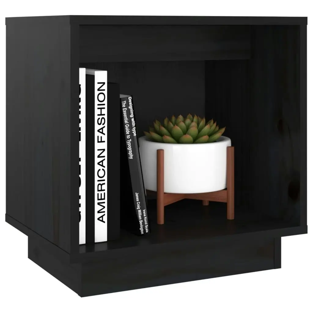 Bedside Cabinet Black 40x30x40 cm Solid Wood Pine 813343