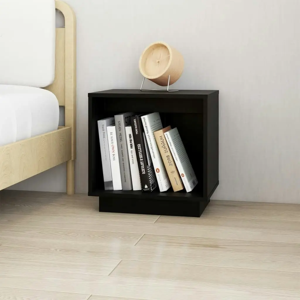 Bedside Cabinet Black 40x30x40 cm Solid Wood Pine 813343