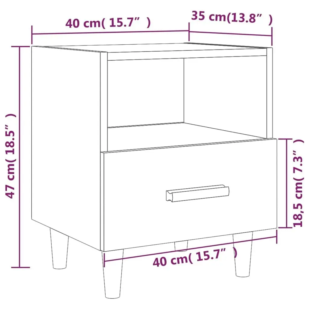 Bedside Cabinet Black 40x35x47 cm 812008