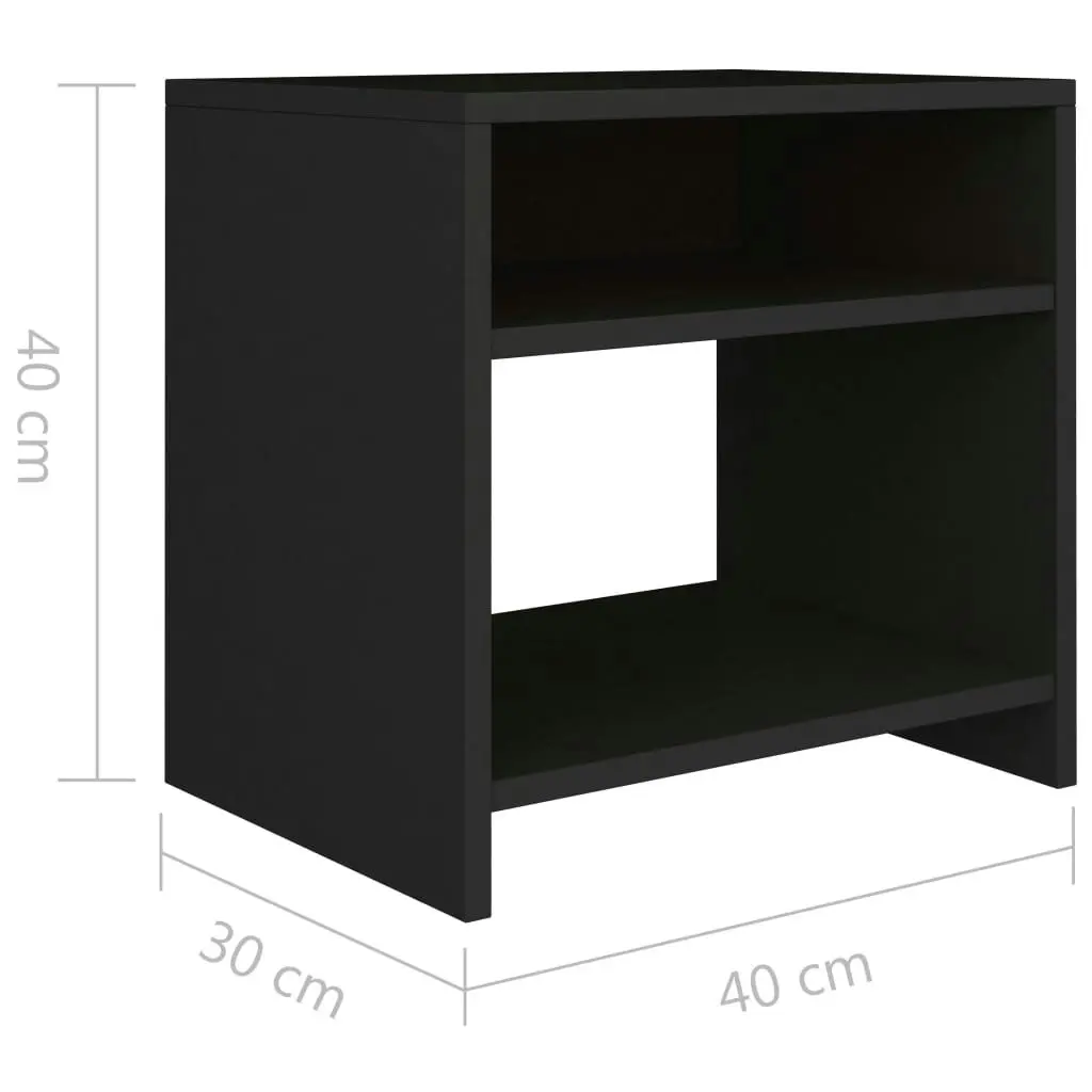 Bedside Cabinet Black 40x30x40 cm Engineered Wood 800011