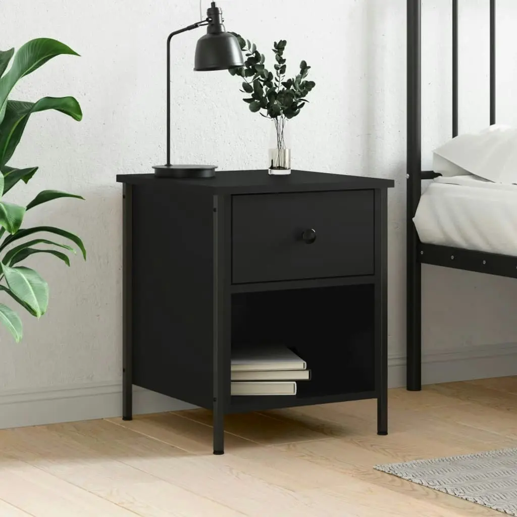 Bedside Cabinet Black 40x42x50 cm Engineered Wood 825933