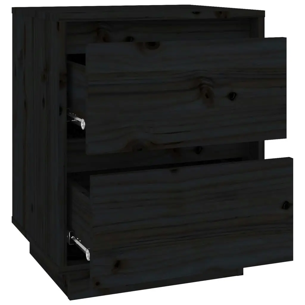 Bedside Cabinet Black 40x35x50 cm Solid Wood Pine 813323