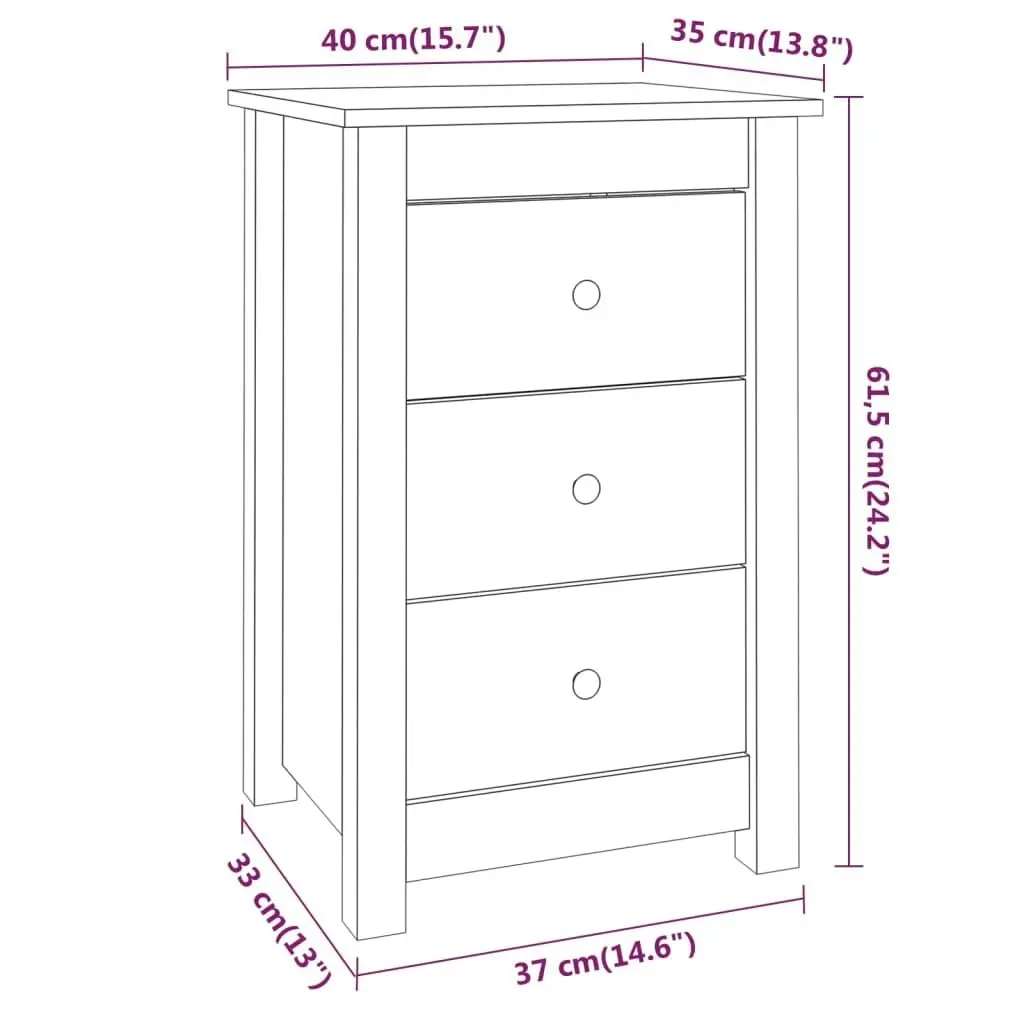 Bedside Cabinet 40x35x61.5 cm Solid Wood Pine 813699