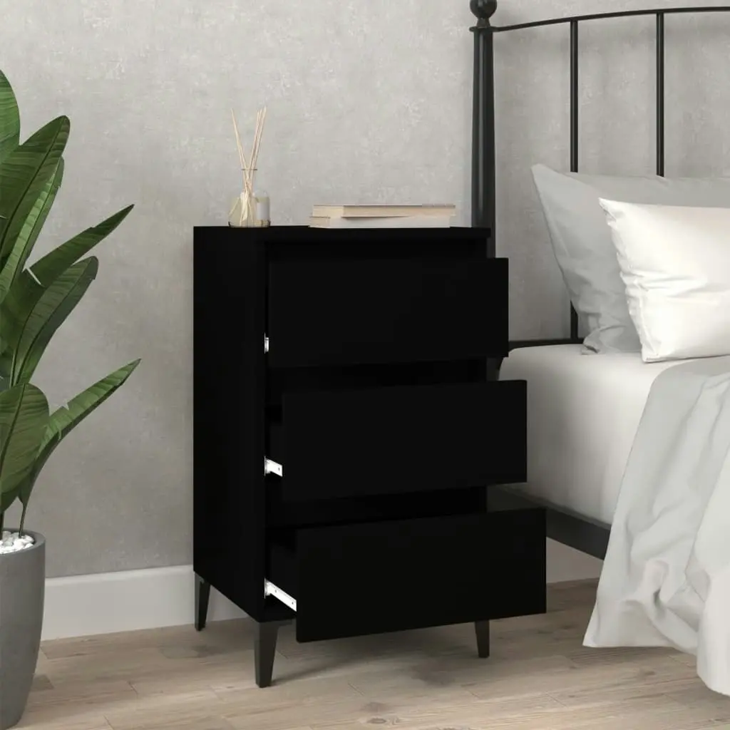 Bedside Cabinet Black 40x35x70 cm Engineered Wood 819669