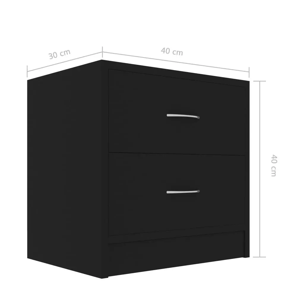 Bedside Cabinet Black 40x30x40 cm Engineered Wood 801037