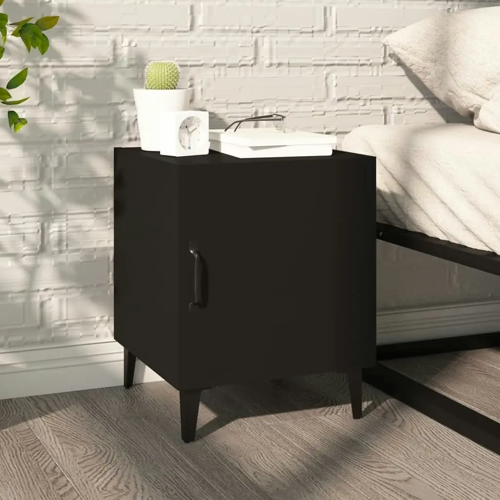 Bedside Cabinet Black Engineered Wood 812062