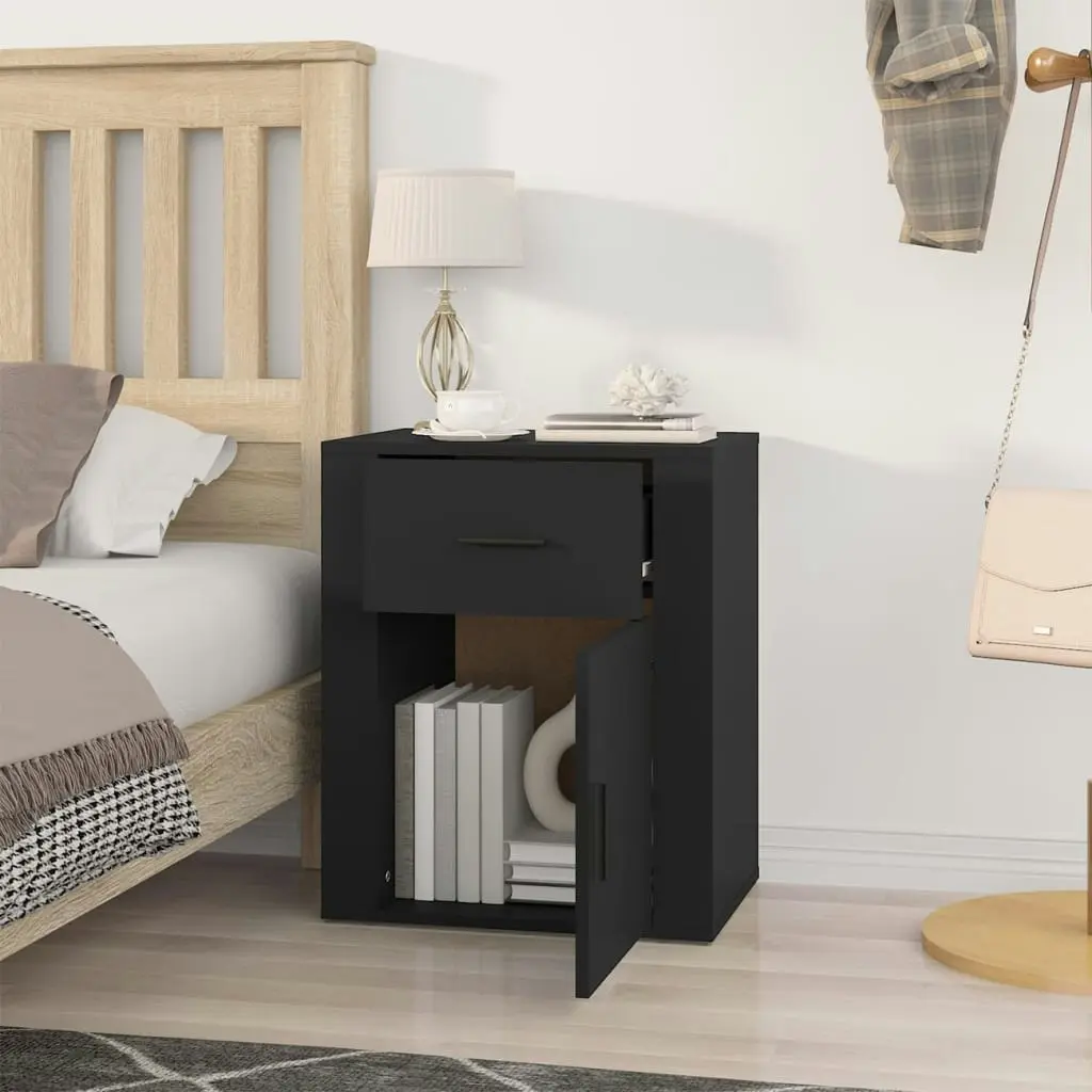 Bedside Cabinet Black 50x36x60 cm Engineered Wood 816721