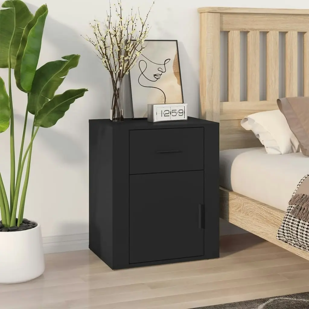 Bedside Cabinet Black 50x36x60 cm Engineered Wood 816721