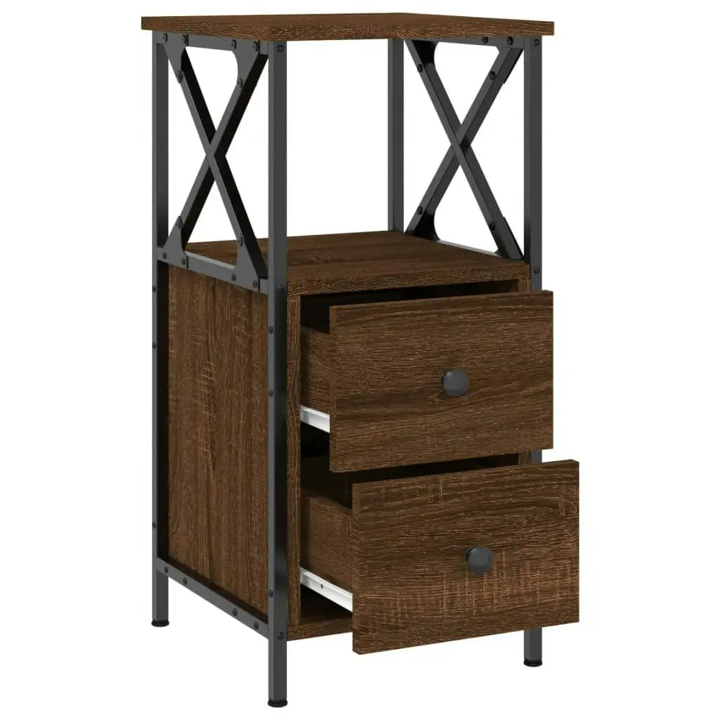 Bedside Cabinet Brown Oak 34x35.5x70 cm Engineered Wood 825951