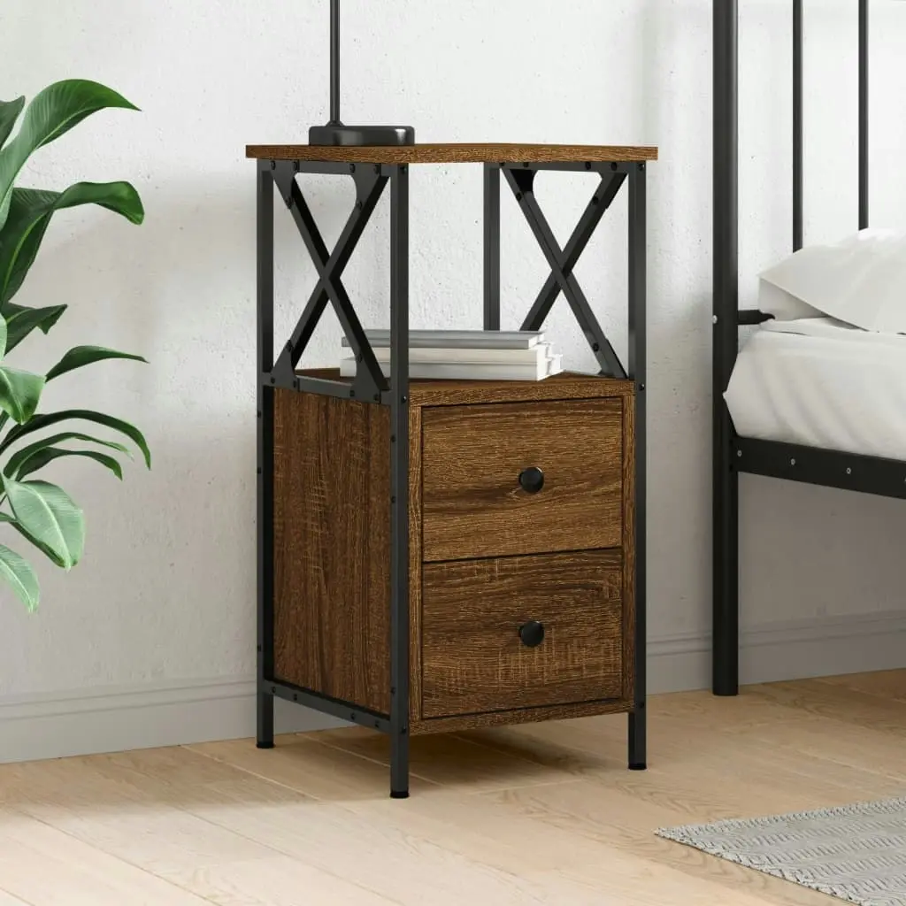 Bedside Cabinet Brown Oak 34x35.5x70 cm Engineered Wood 825951