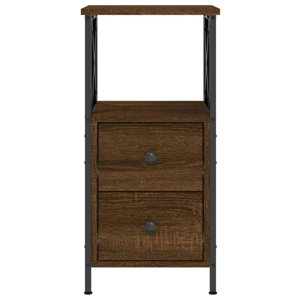 Bedside Cabinet Brown Oak 34x35.5x70 cm Engineered Wood 825951