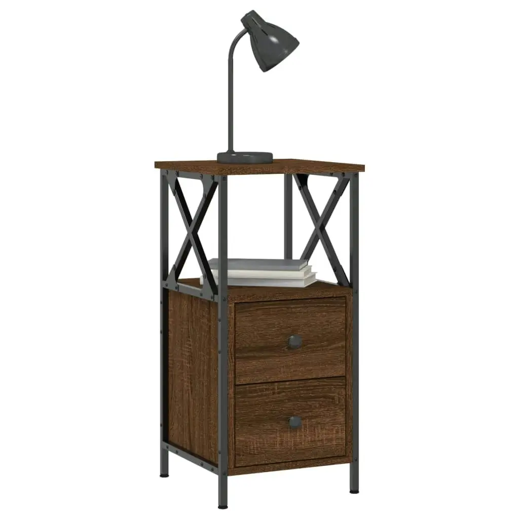 Bedside Cabinet Brown Oak 34x35.5x70 cm Engineered Wood 825951