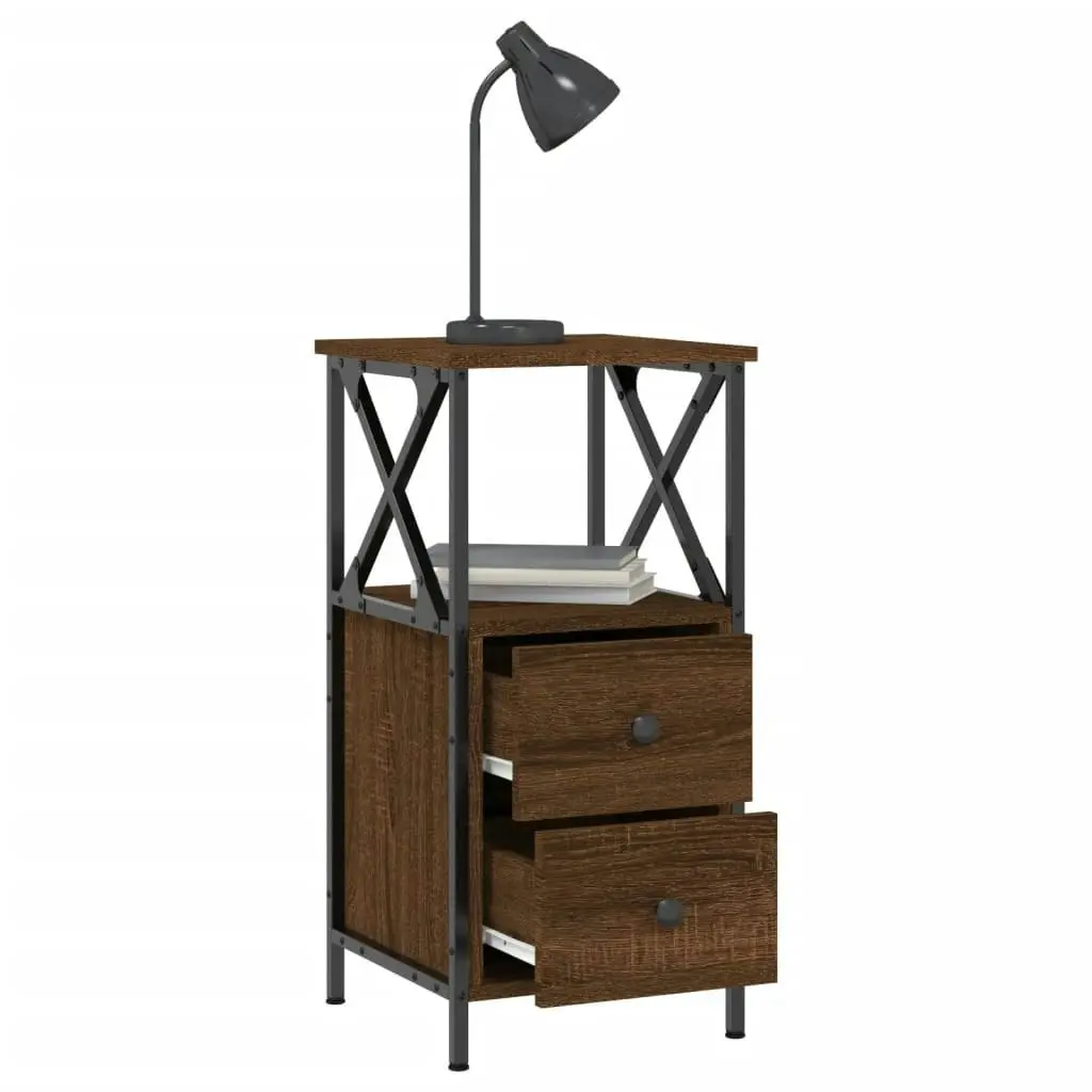 Bedside Cabinet Brown Oak 34x35.5x70 cm Engineered Wood 825951