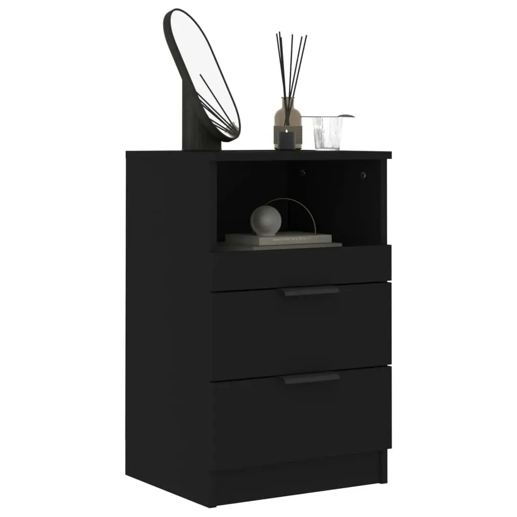 Bedside Cabinet Black Engineered Wood 811234