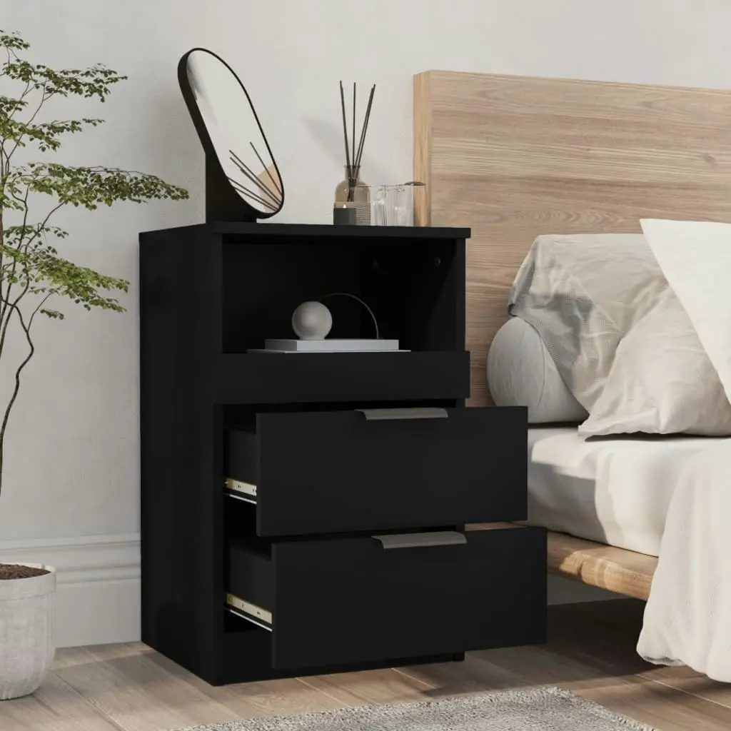 Bedside Cabinet Black Engineered Wood 811234