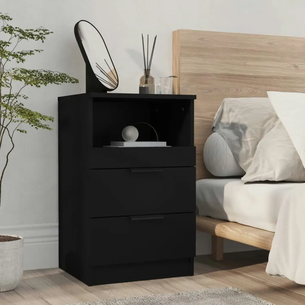 Bedside Cabinet Black Engineered Wood 811234