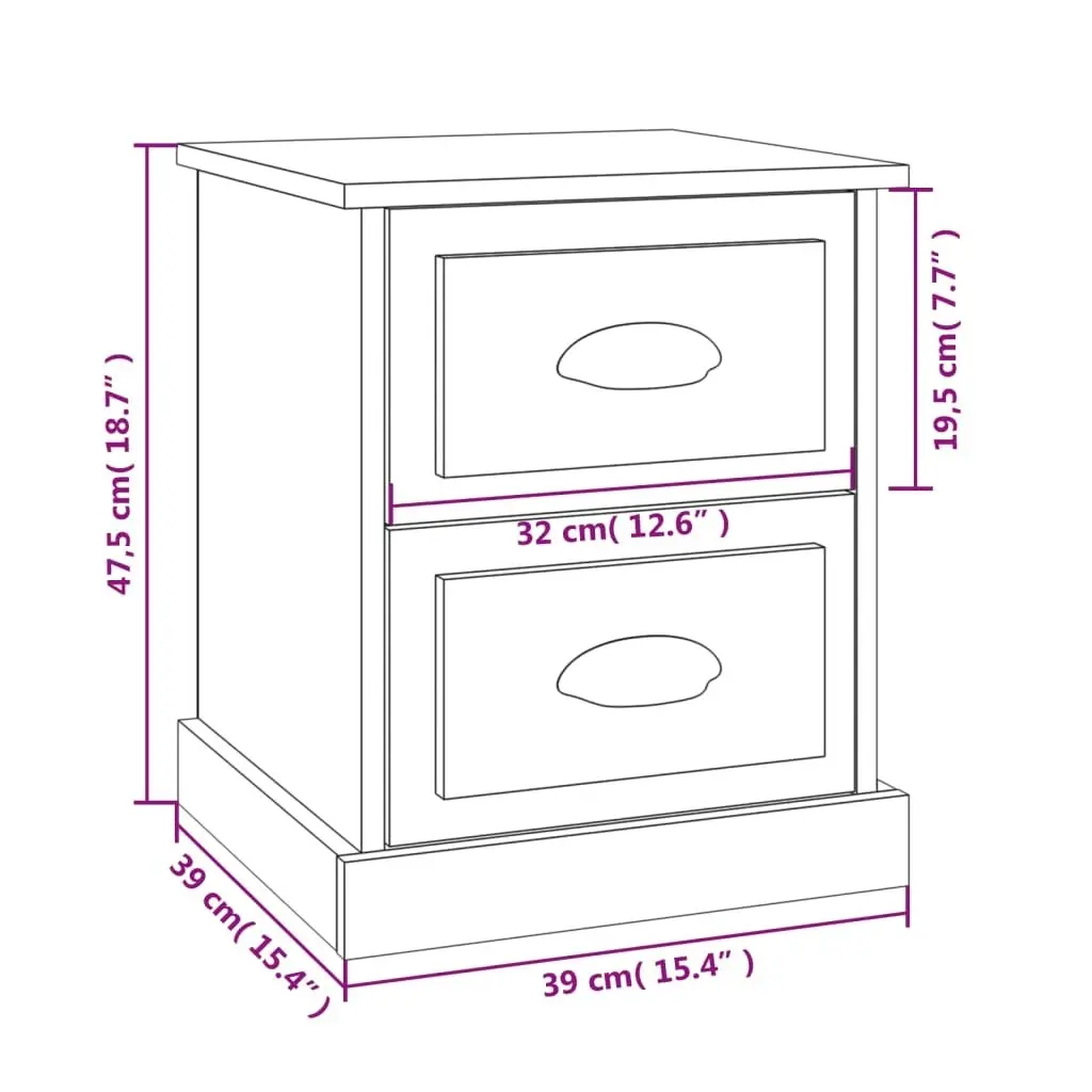 Bedside Cabinet Brown Oak 39x39x47.5 cm Engineered Wood 816158