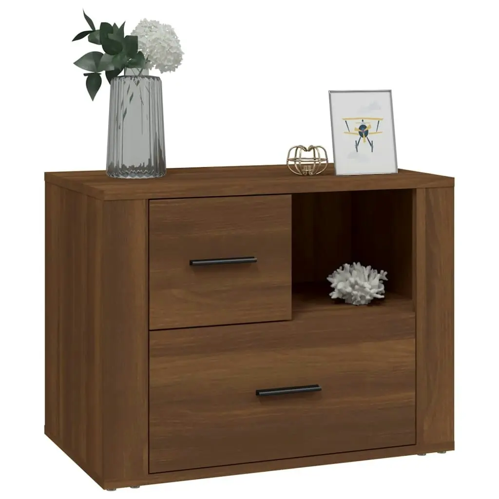 Bedside Cabinet Brown Oak 60x36x45 cm Engineered Wood 816743