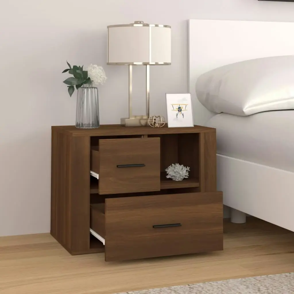 Bedside Cabinet Brown Oak 60x36x45 cm Engineered Wood 816743