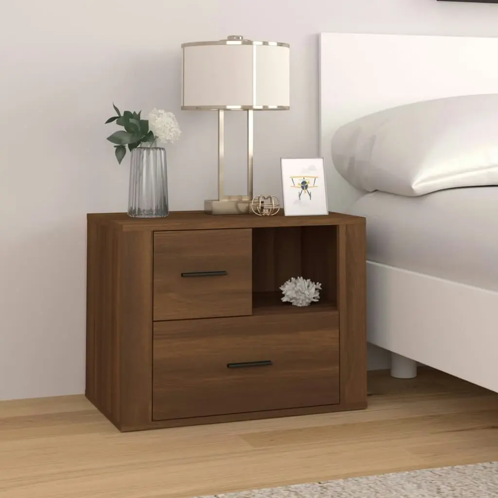 Bedside Cabinet Brown Oak 60x36x45 cm Engineered Wood 816743