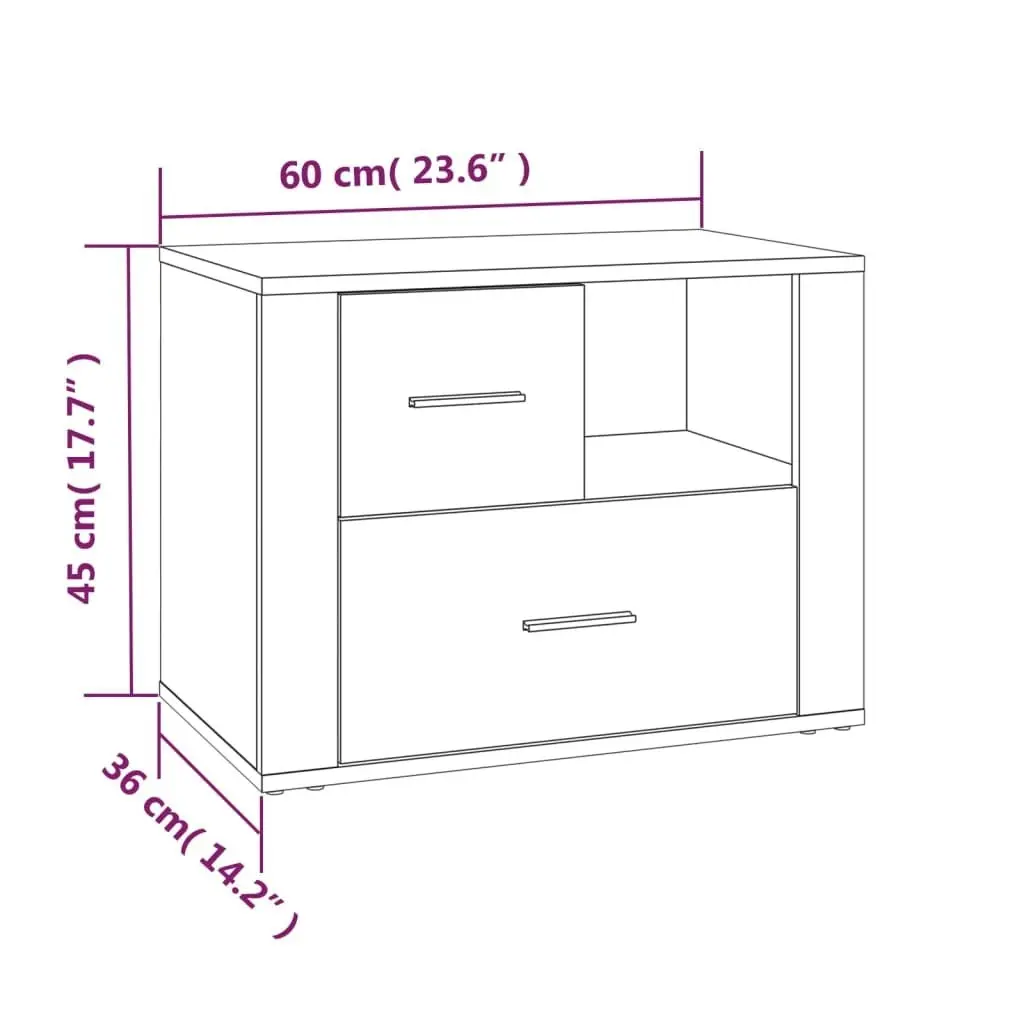 Bedside Cabinet Brown Oak 60x36x45 cm Engineered Wood 816743