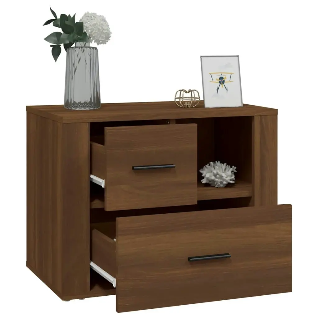 Bedside Cabinet Brown Oak 60x36x45 cm Engineered Wood 816743