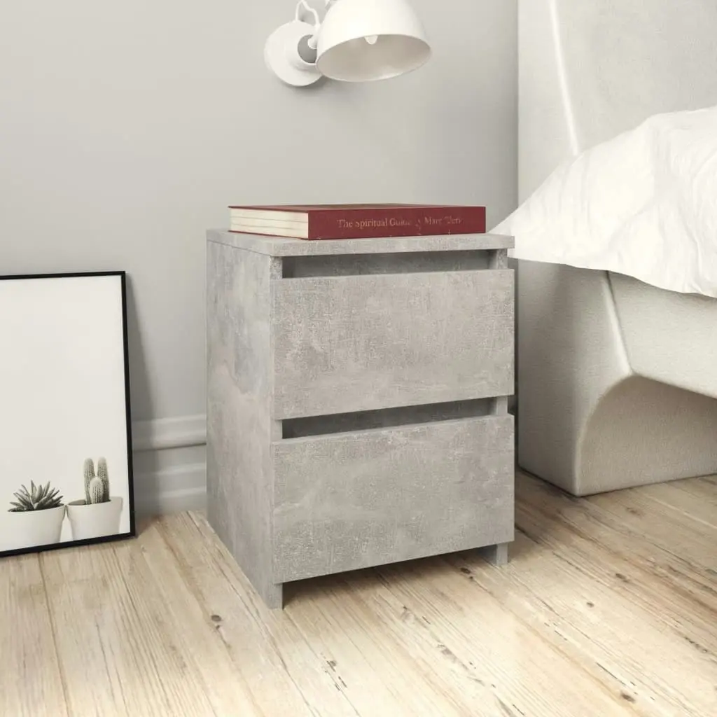 Bedside Cabinet Concrete Grey 30x30x40 cm Engineered Wood 800521