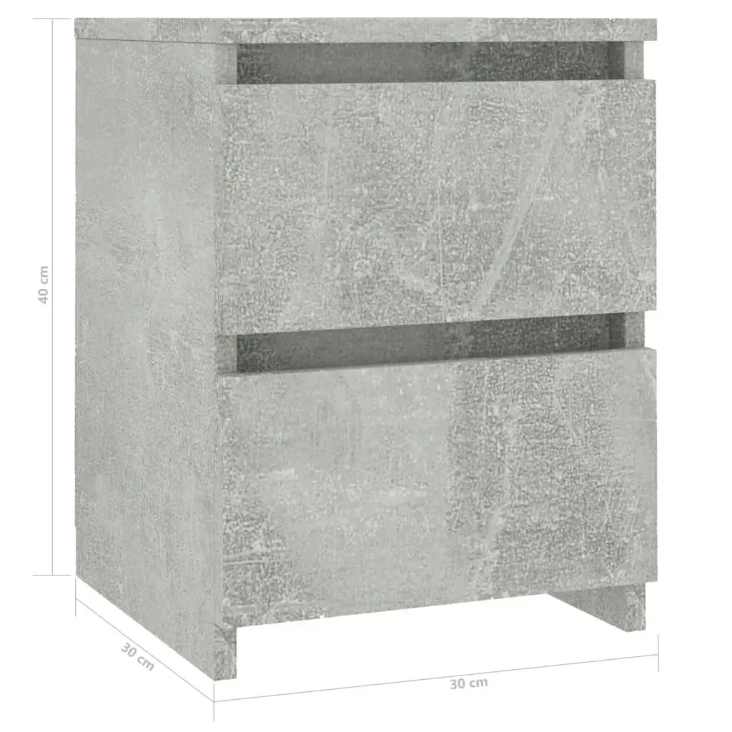 Bedside Cabinet Concrete Grey 30x30x40 cm Engineered Wood 800521