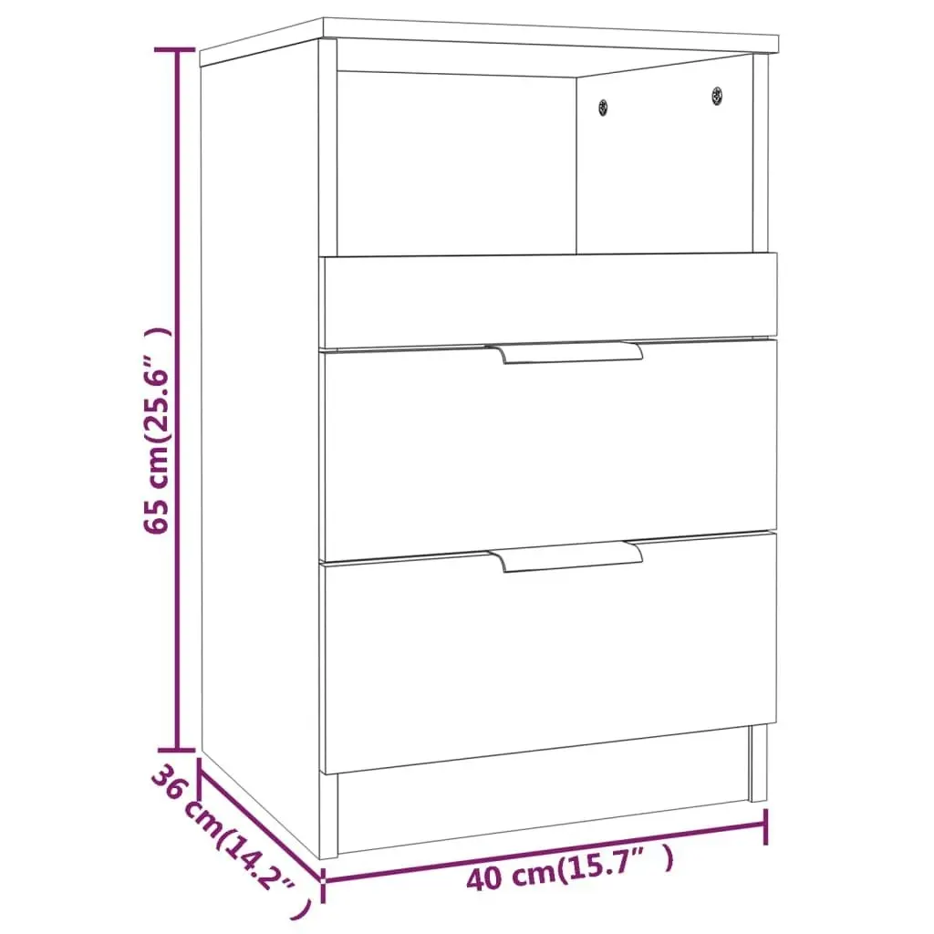 Bedside Cabinet Concrete Grey Engineered Wood 811240