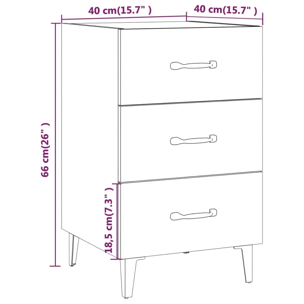 Bedside Cabinet Concrete Grey 40x40x66 cm Engineered Wood 812091