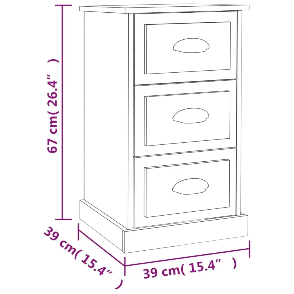 Bedside Cabinet Grey Sonoma 39x39x67 cm Engineered Wood 816166