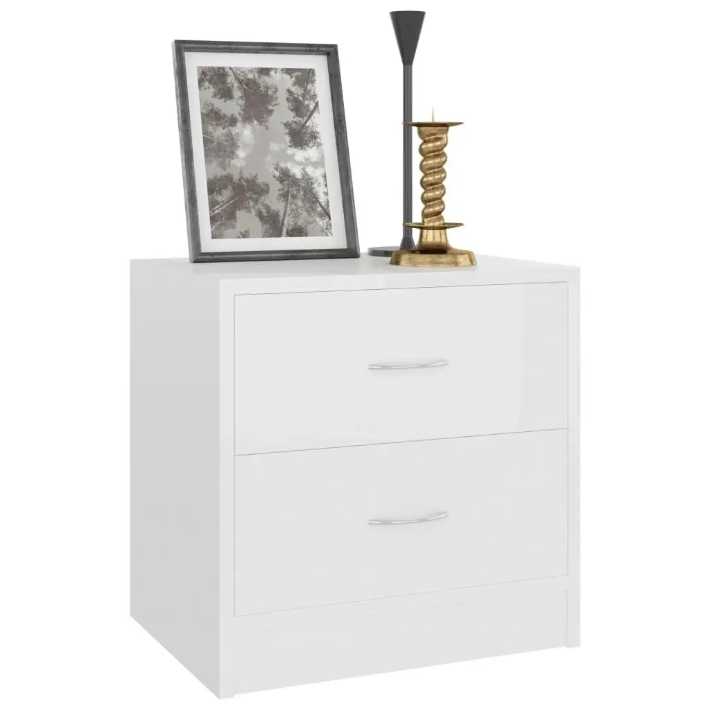 Bedside Cabinet High Gloss White 40x30x40 cm Engineered Wood 801047