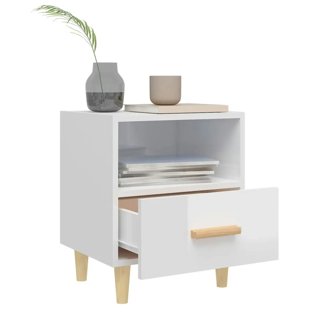 Bedside Cabinet High Gloss White 40x35x47 cm 812018