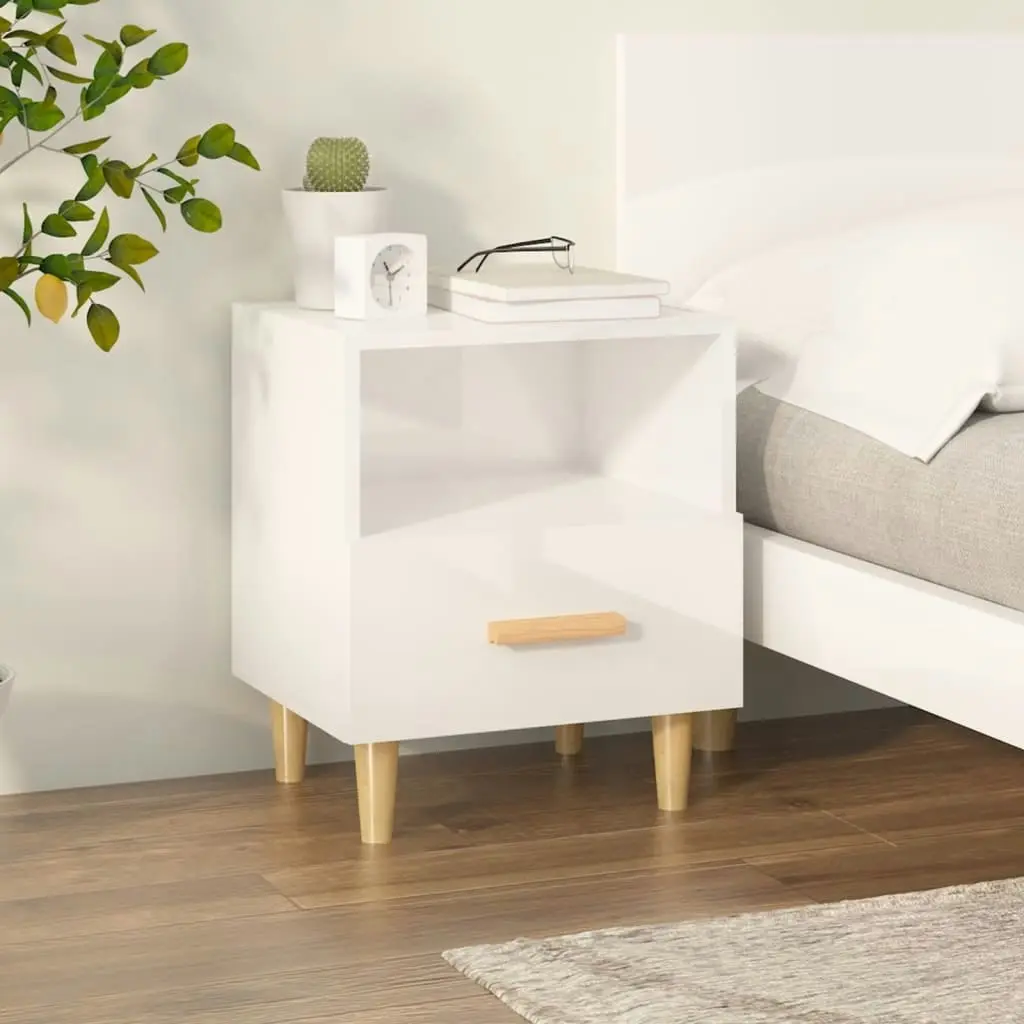 Bedside Cabinet High Gloss White 40x35x47 cm 812018