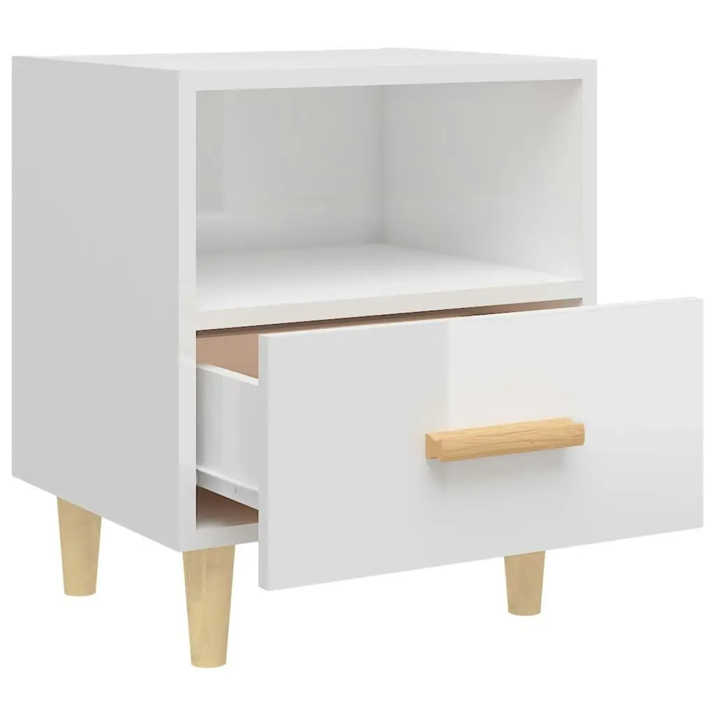 Bedside Cabinet High Gloss White 40x35x47 cm 812018