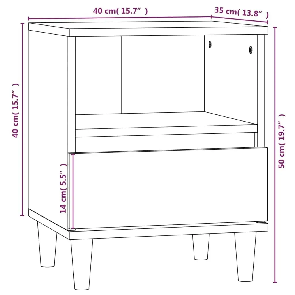 Bedside Cabinet High Gloss White 40x35x50 cm 821798