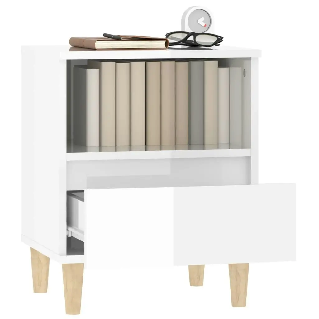 Bedside Cabinet High Gloss White 40x35x50 cm 821798