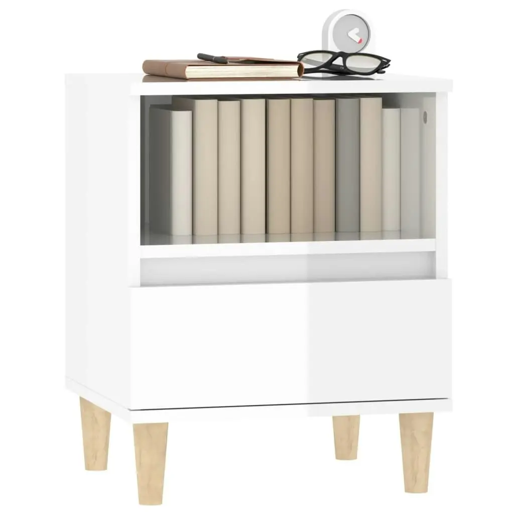 Bedside Cabinet High Gloss White 40x35x50 cm 821798