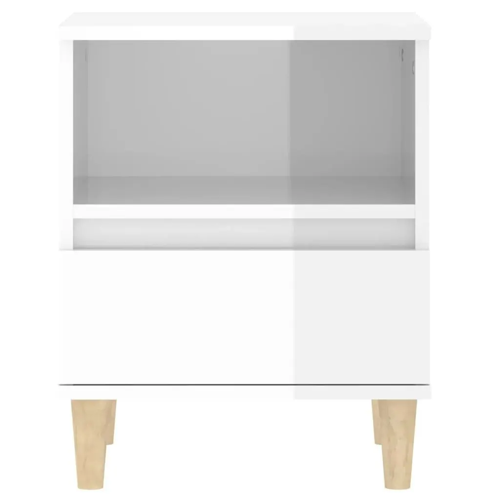 Bedside Cabinet High Gloss White 40x35x50 cm 821798