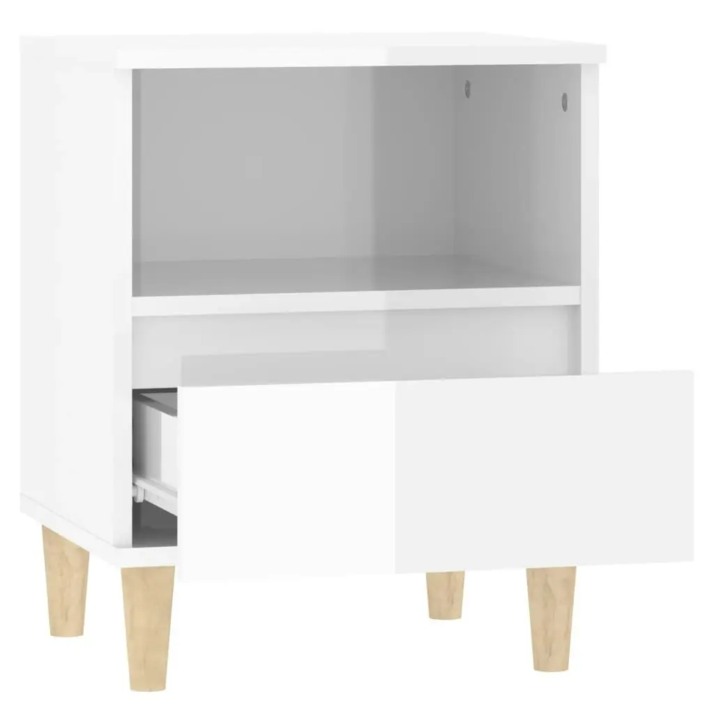 Bedside Cabinet High Gloss White 40x35x50 cm 821798