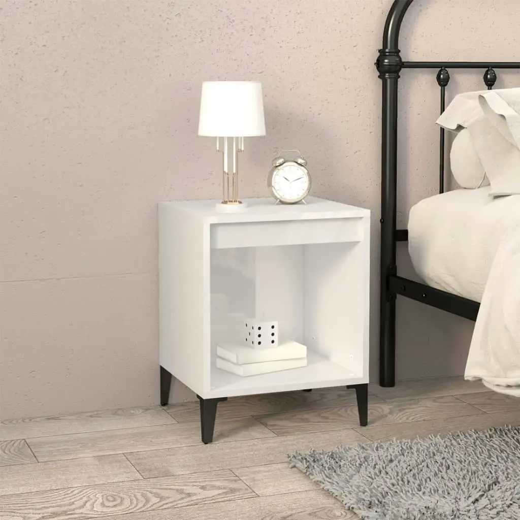 Bedside Cabinet High Gloss White 40x35x50 cm 821878