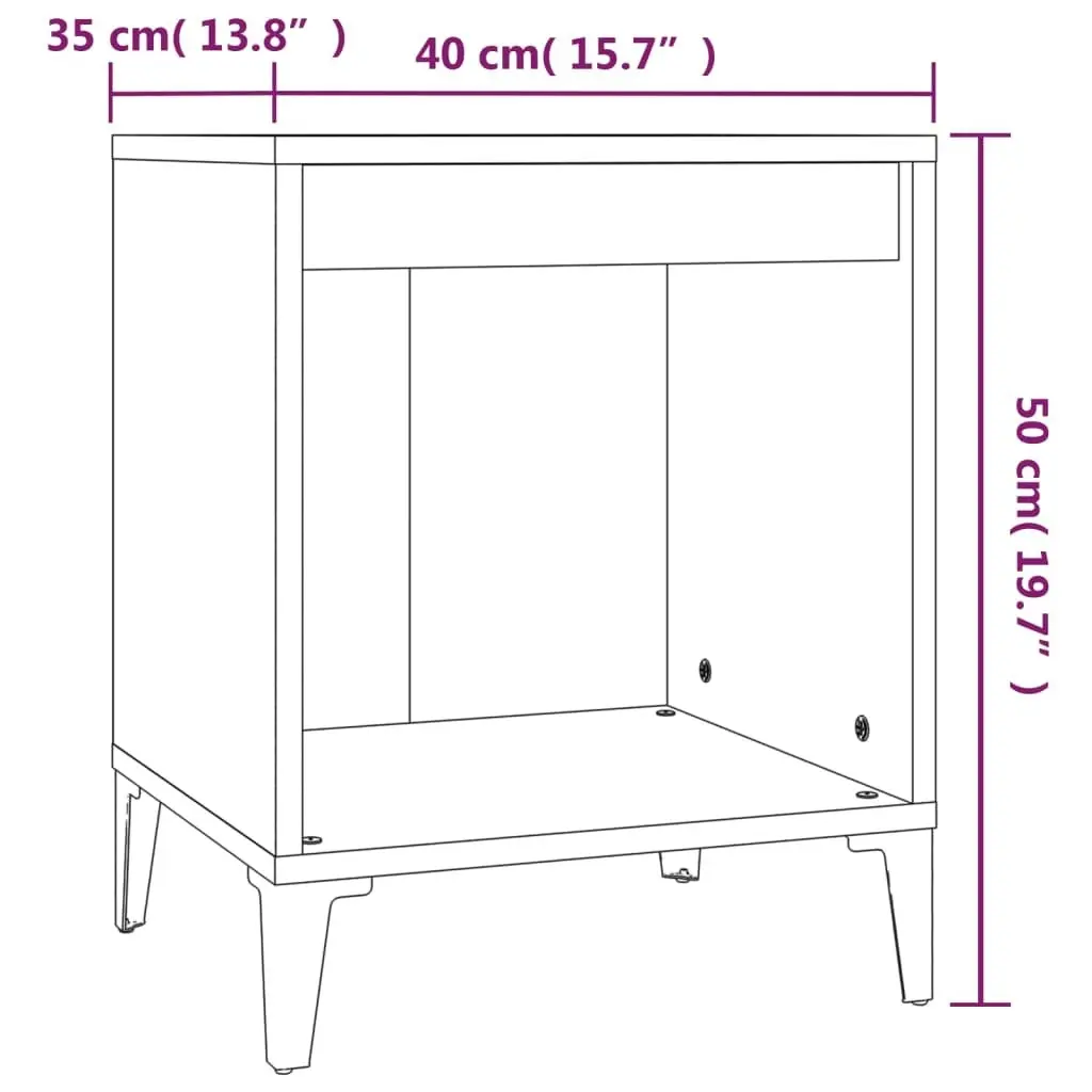 Bedside Cabinet High Gloss White 40x35x50 cm 821878