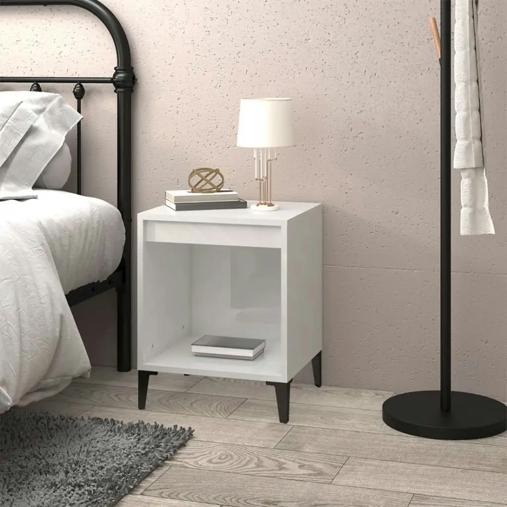 Bedside Cabinet High Gloss White 40x35x50 cm 821878